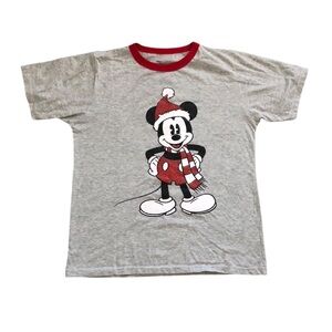 Disney Womens Christmas Mickey Mouse Shirt Sz M Heather Grey Disneyland Holiday